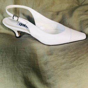 White Leather Slingback Pump, NEW